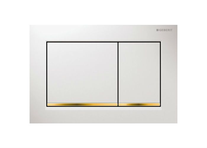 Панель смыва для унитаза Geberit Omega30 двойной смыв пластик белый/позолота 115.080.KK.1