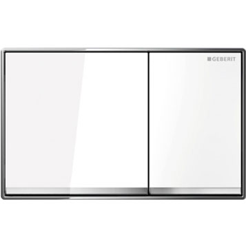 Панель смыва для унитаза Geberit Omega60 двойной смыв цинковое литье/стекло вровень с поверхностью белый/глянцевый хром 115.081.SI.1