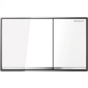 Панель смыва для унитаза Geberit Omega60 двойной смыв цинковое литье/стекло вровень с поверхностью белый/глянцевый хром 115.081.SI.1