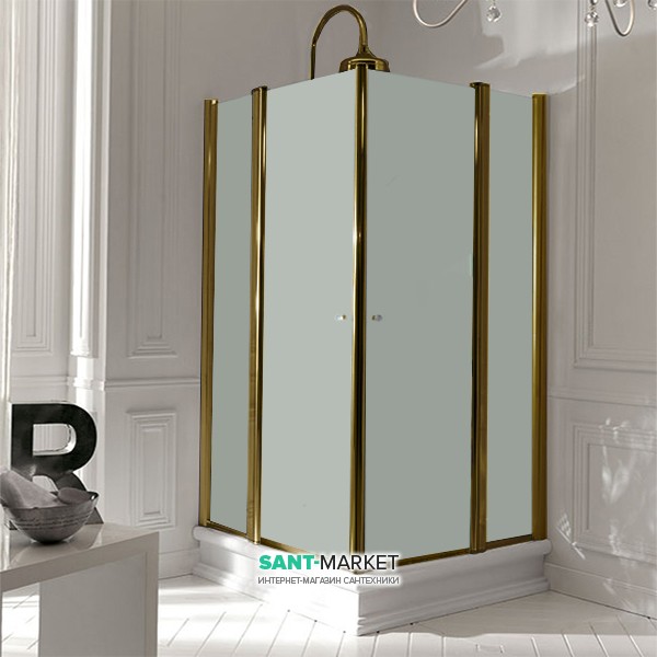 Душовий куточок Kerasan Retro DX / SX 90X90 см профіль бронза матове скло 9145S3