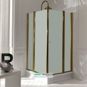 Душевой уголок Kerasan Retro DX/SX 90X90 см профиль бронза матовое стекло 9145S3