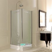 Душевой уголок правосторонний Kerasan Retro DX 90X90 см профиль хром стекло матовое с декором 9146P0