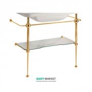Консоль под раковину Kerasan Waldorf 80 см со стеклянной полкой золото 9197K2