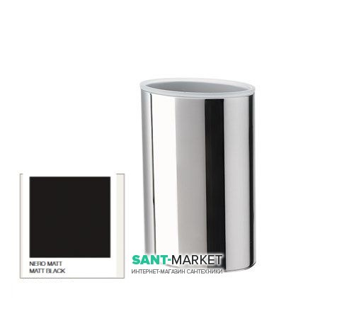 Стакан для зубных щеток Kerasan Nolita накладной чёрный матовый 922231