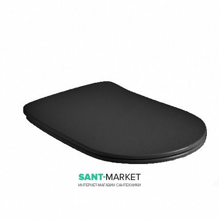 Сидіння з кришкою для унітазу швидкознімне Kerasan Nolita SLIM з мікроліфтом термопласт чорний матовий петлі хром 539131