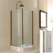 Душевой уголок правосторонний Kerasan Retro DX 90X90 см профиль бронза прозрачное стекло 9146T3