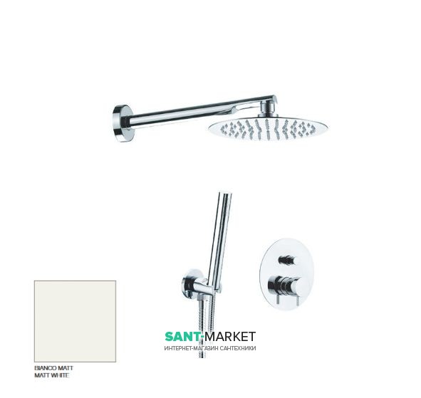 Душовий комплект Kerasan Nolita з верхнім і ручним душем білий матовий 923130