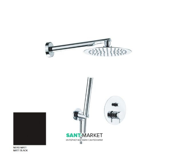 Душовий комплект Kerasan Nolita з верхнім і ручним душем чорний матовий 923131