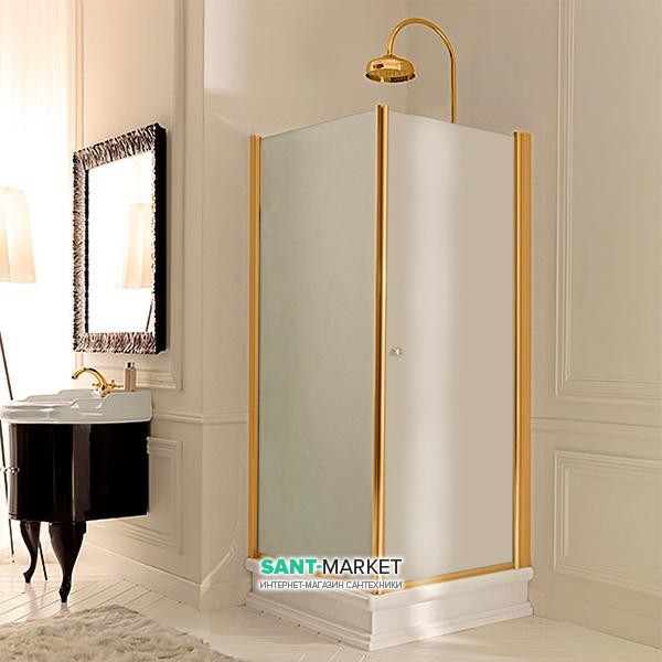 Душовий куточок лівобічний Kerasan Retro SX 90X90 см профіль золото матове скло 9147S1