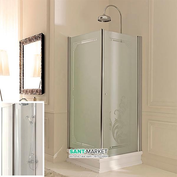 Душовий куточок лівобічний Kerasan Retro SX 90X90 см профіль хром прозоре скло 9147T0