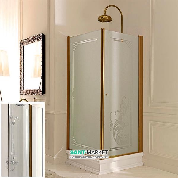 Душовий куточок лівобічний Kerasan Retro SX 90X90 см профіль бронза прозоре скло 9147T3
