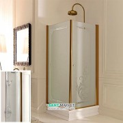 Душевой уголок левосторонний Kerasan Retro SX 90X90 см профиль бронза прозрачное стекло 9147T3