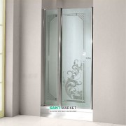 Дверь душевая правосторонняя Kerasan Retro DS профиль хром стекло матовое с декором 9139P0