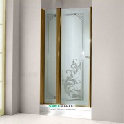 Дверь душевая правосторонняя Kerasan Retro DS профиль бронза стекло матовое с декором 9139P3