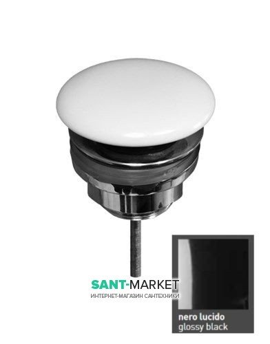 Донный клапан Kerasan клик-клак с накладкой из керамики чёрный глянцевый 923304