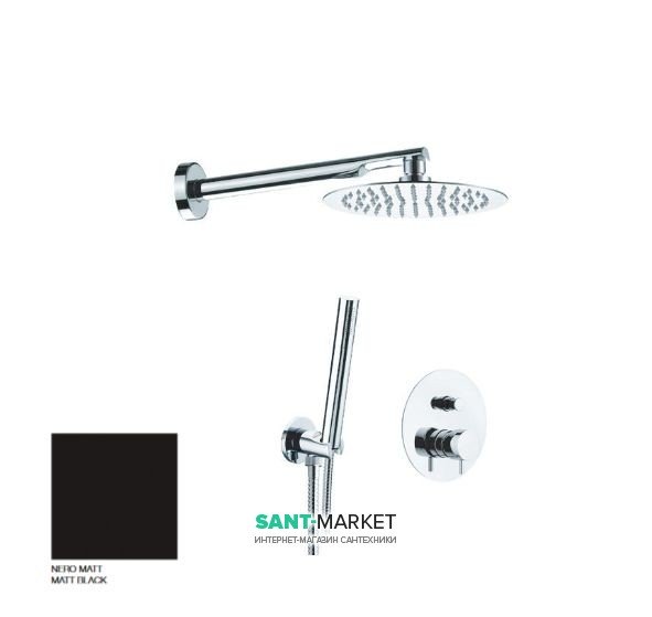 Душовий комплект Kerasan Nolita з верхнім і ручним душем чорний матовий 923131