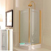 Душевой уголок левосторонний Kerasan Retro SX 90X90 см профиль золото прозрачное стекло 9147T1