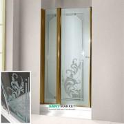 Двері душова правобічна Kerasan Retro DS профіль бронза прозоре скло з декором 9139N3