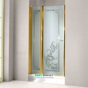 Дверь душевая правосторонняя Kerasan Retro DS профиль золото стекло матовое с декором 9139P1