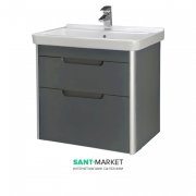 Тумба подвесная с раковиной для ванной Roca Dama-N 60,8х43,4 см серый антрацит глянец A851047153