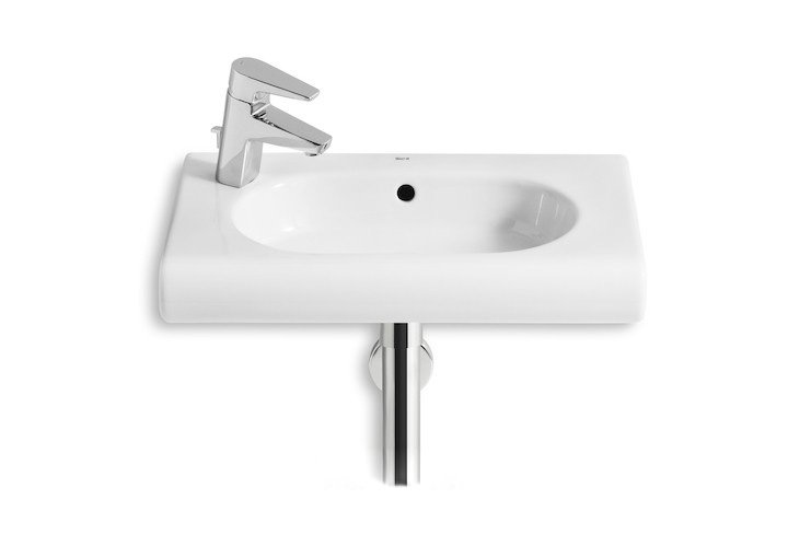Раковина для ванної підвісна Roca Meridian 55х32 см з отвором під змішувач зліва кераміка біла A32724Z000