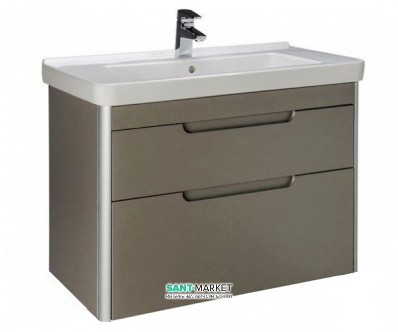 Тумба подвесная с раковиной для ванной Roca Dama-N 80,8х43,4 см серый антрацит глянец A851048153