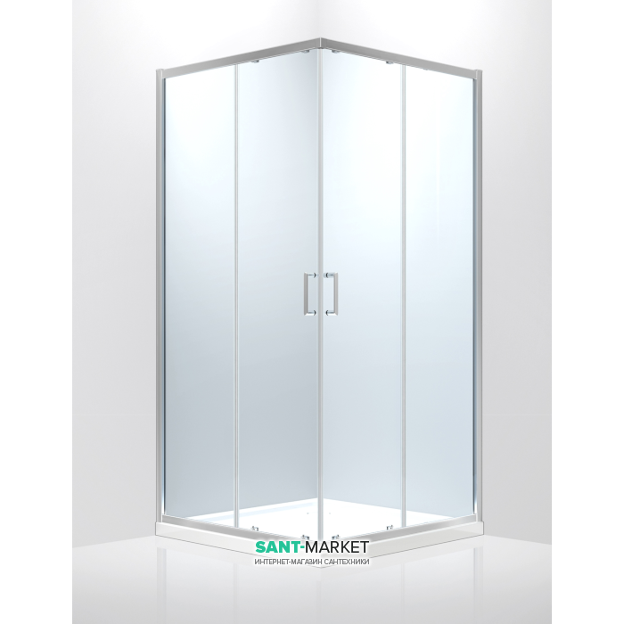 Душевая кабина Eger Heviz 90х90 квадратная профиль алюминий хром прозрачное стекло 599-077/1