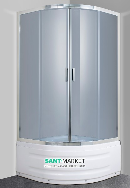 Душевая кабина Eger Magrit 90х90 с глубоким поддоном профиль алюминий хром стекло тонированное 599-587