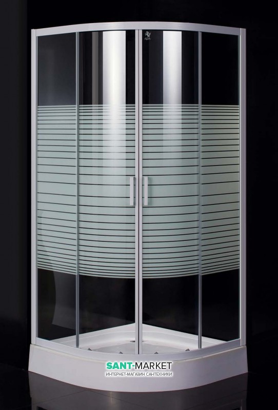 Душевая кабина Eger Tisza (Amur) 90х90 профиль алюминий белый стекло прозрачное с декором Frizek 599-021А