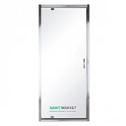 Дверь душевая распашная Eger 80х195 профиль алюминий хром прозрачное стекло 599-150-80(h)