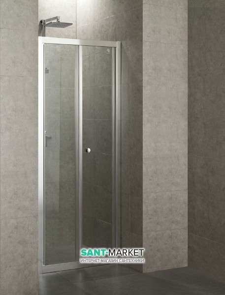 Дверь душевая складная Eger bifold 80х195 профиль алюминий хром прозрачное стекло 599-163-80(h)