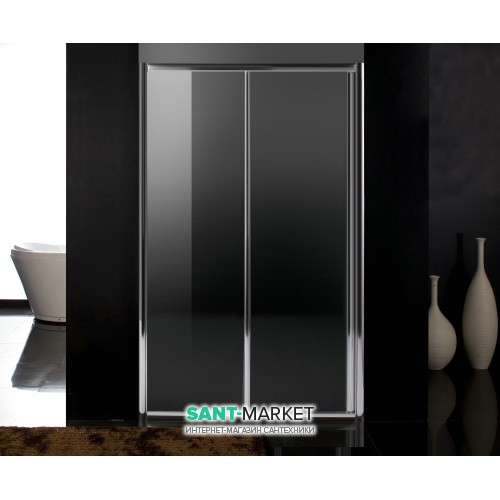 Дверь душевая раздвижная Eger 120х195 профиль алюминий хром прозрачное стекло 599-153(h)