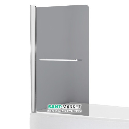 Шторка для ванни орні Eger 80х150 права / ліва профіль алюміній хром скло тоноване 599-02L / R grey