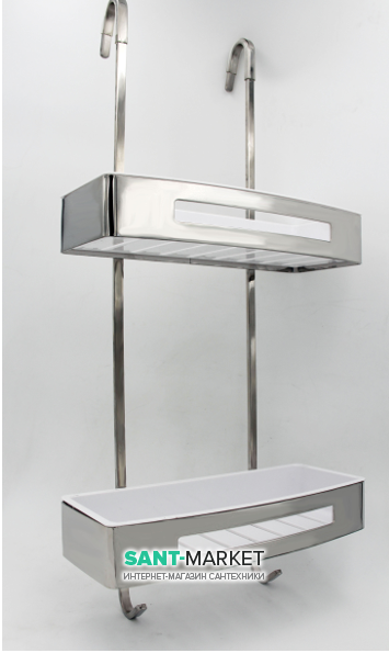 Поличка подвійна для ванної Eger навісна нержавіюча сталь / пластик 555-03