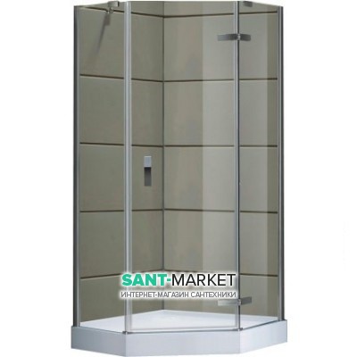 Душова кабіна Eger Stefani 100х100 профіль хром скло прозоре 599-535 (100) / 1 + 599-535 / 3