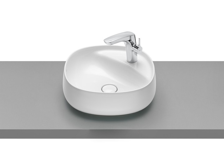 Раковина для ванной накладная Roca Beyond 45.5х45.5 с отверстием под смеситель FINECERAMIC белая A3270B9000