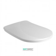 Сиденье с крышкой для унитаза быстросъемное Kerasan Nolita SLIM термопласт белый петли хром 539201