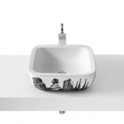 Раковина-чаша для ванної накладна Roca Urban 40х40 см із зовнішнім декором Barcelona кераміка біла A32765S00U