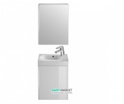 Тумба підвісна з раковиною для ванної Roca Mini 45 см з дзеркальним шафою білий глянсовий A855866806