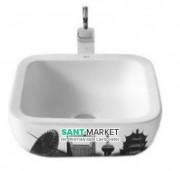 Раковина-чаша для ванної накладна Roca Urban 40х40 см із зовнішнім декором Shanghai кераміка біла A32765H00U