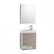 Тумба подвесная с раковиной для ванной Roca Mini 45 см с зеркальным шкафчиком текстурный серый A855866156