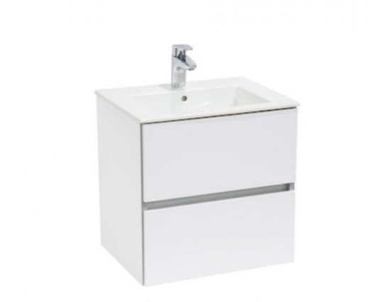 Тумба подвесная с раковиной для ванной Roca Cube 55 см белый глянцевый A85119A806