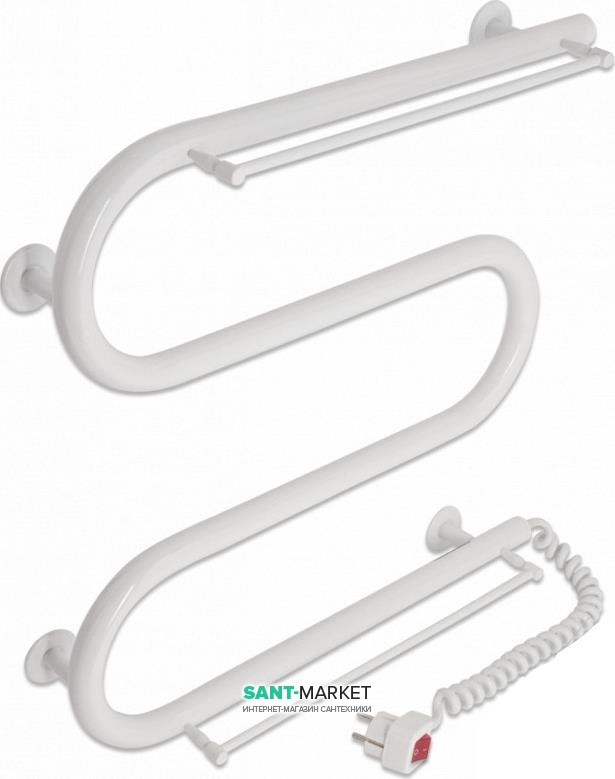 Электрический полотенцесушитель Laris Зебра Змеевик 25 ЧК3 Э 500x500 мм правый 75201038