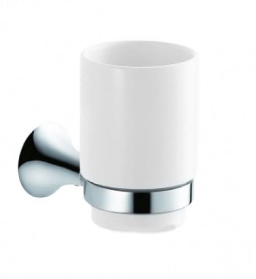 Стакан для зубных щеток Kraus Amnis с настенным держателем керамика/латунь хром KEA-11104CH