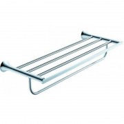 Полочка для ванной Kraus Amnis с держателем для полотенец латунь хром KEA-11142CH