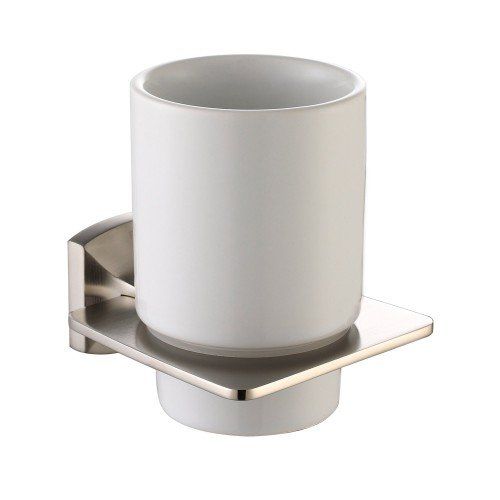 Стакан для зубных щеток Kraus Fortis с настенным держателем керамика/латунь сатин KEA-13304BN