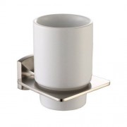 Стакан для зубных щеток Kraus Fortis с настенным держателем керамика/латунь сатин KEA-13304BN