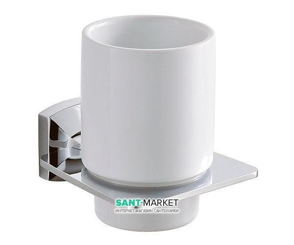 Стакан для зубных щеток Kraus Fortis с настенным держателем керамика/латунь хром KEA-13304CH