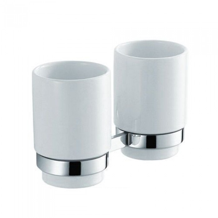 Cтакан для зубных щеток двойной Kraus Amnis с настенным держателем хром KEA-11116CH