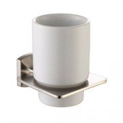Стакан для зубных щеток Kraus Fortis с настенным держателем керамика/латунь сатин KEA-13304BN
